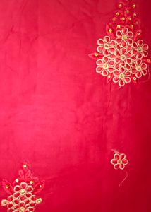 Red Embroidered Fabric