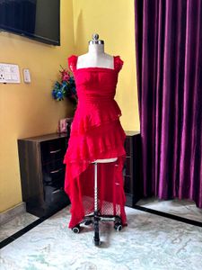 Red Ruffled Party Dress