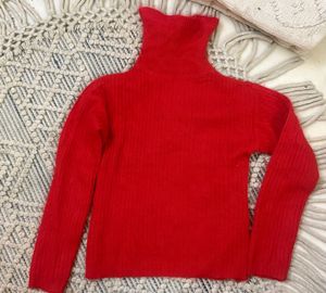 Red Knit Turtleneck Sweater