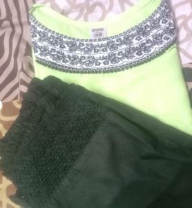 Green & Black Embroidered Outfit