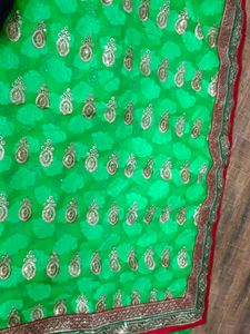 parrot green saree