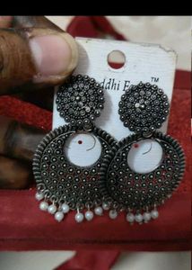 Set Of 2 Oxidized Mirror Earrings