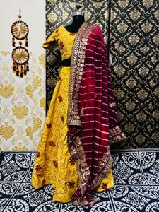 Yellow Embroidered Lehenga Choli Set