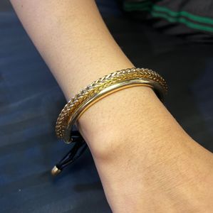 Half Gold Leather Bracelet