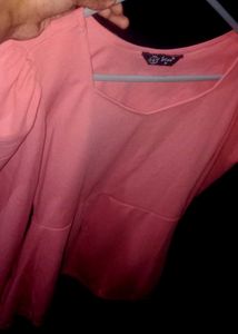 Coral Puff Sleeve Top