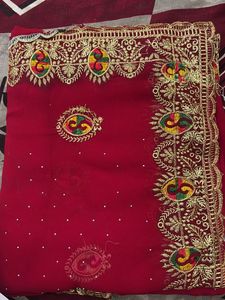 Red Embroidered Saree