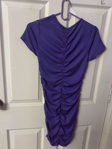 H&amp;M Purple Ruched Bodycon Dress