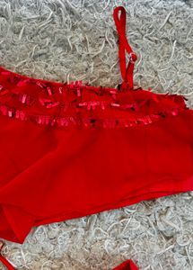 PSpeachrs Red Lehenga Choli Set