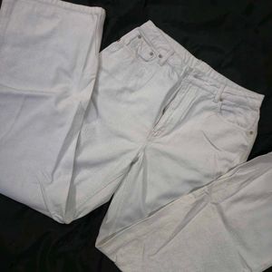 white straight fit denim