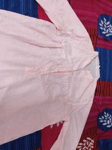 Beautiful Light Pink Cotton Nighty For Women