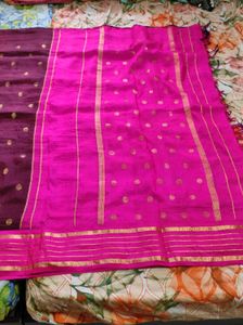 Brown and pink Silk Saree