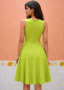 AND Lime Green Fit &amp; Flare Dress