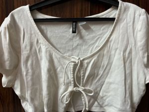 Cute White Tie-Front Top