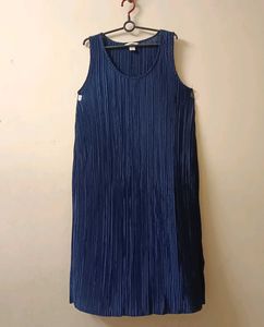 Navy Blue Pleated Dress