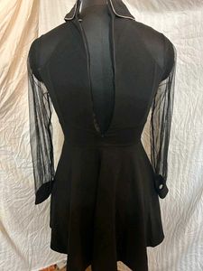 Korean Chic Black Sheer Sleeve Dress