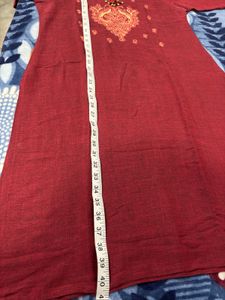 Red Embroidery Kurta