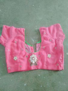 Green &amp; Pink Floral Saree