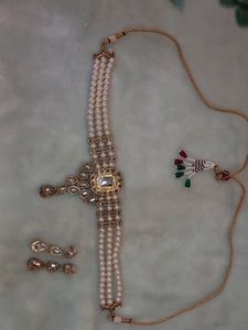 Elegant Pearl &amp; Ruby Jewelry Set