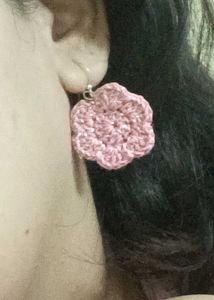 Pink Crochet Flower Earrings