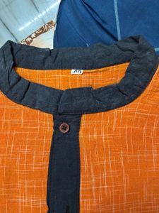Men's Orange Mandarin Collar Kurta
