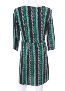 Printed Wrap Dress In Dark Green