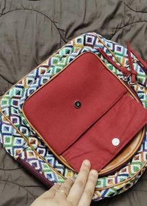 Cotton And Vegan Leather Bag