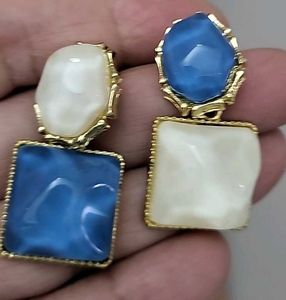 Stylish Blue & White Earrings