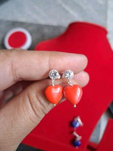 Heart Drop Earrings Silver