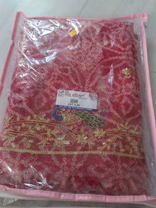 Red Bandhani Saree