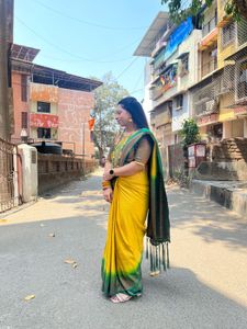 Elegant Yellow &amp; Green Saree