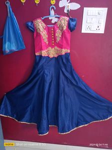 Girl&#39;s Pink &amp; Blue Embroidered Dress