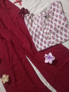 Printed kurte and Bottom Set handmade🎀