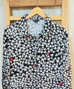 Black Printed Cotton Shirt Size-38