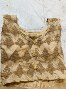 Weading Golden Lahnga Choli With Boatneck Blouse