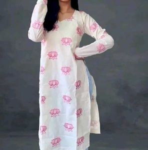 Elegant Lotus Print Kurta
