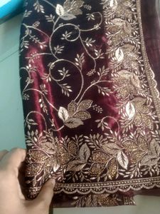 Elegant Embroidered Barbari Silk Saree