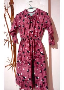 Stylish Pink Printed Frock for Women