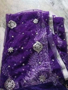 Purple Embellished Saree