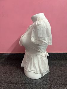 🦢y2k fitted sheer ruffle sequin top 🦢