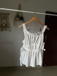 White Eyelet Top with Tie Knot detailing