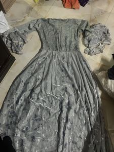 Elegant Silver Maxi Dress