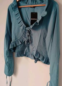 Shein Ruffle Tie Front Top Or Shrug