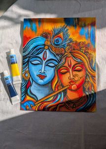 Abstract Krishna &amp; Radha Painting on Canvas