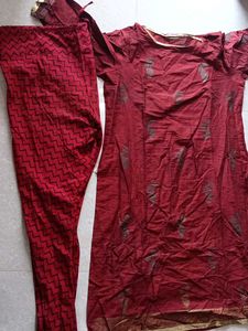 Maroon Kurta Set