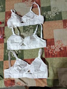 White Cotton Bras - Set of 3