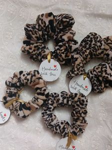 Scrunchies - Handmade Leopard Print Set of 4