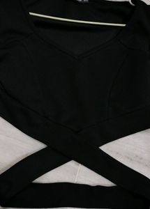 Shein Black Criss Cross Crop Top