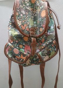 Multicolor Jungle Print Mini Canvas Backpack