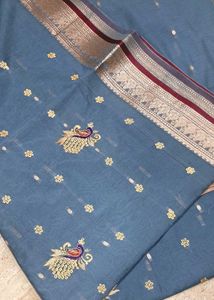 Elegant gray Embroidered Saree