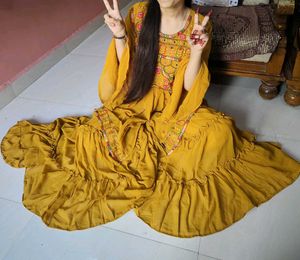 3 Pieces Mustard Garara Suit Set